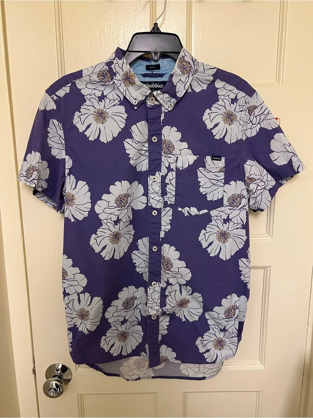 chubbies Purple Floral Short-Sleeve Button-Down Shirt